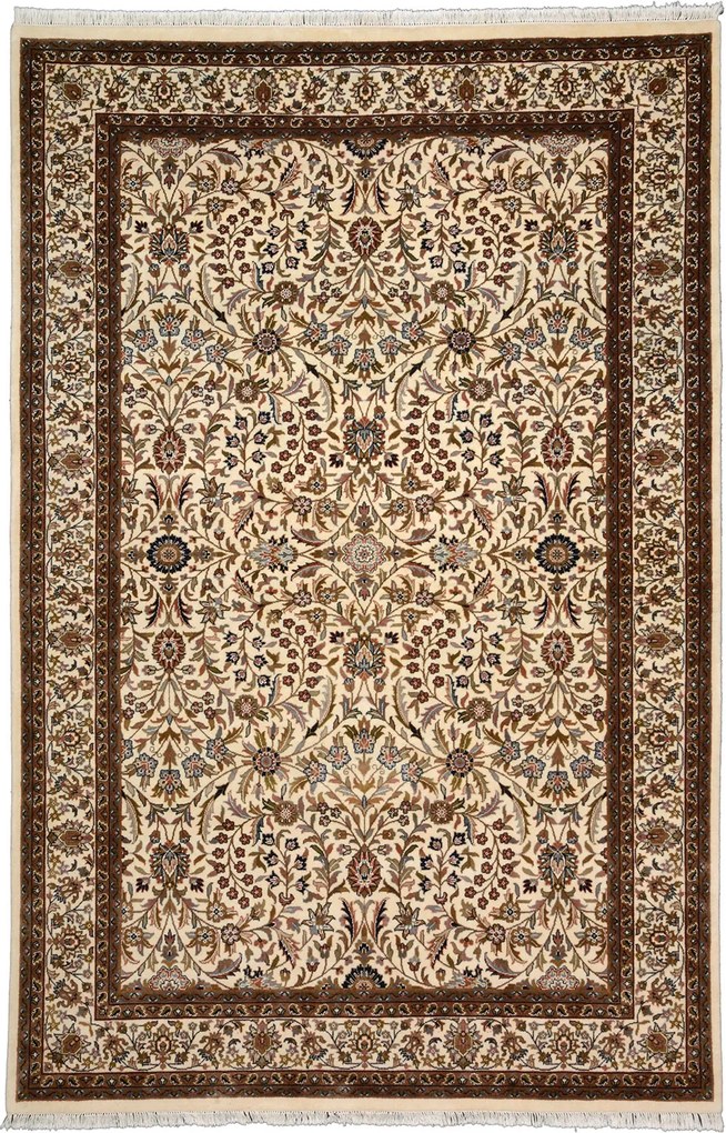 Isfahan Tappeto 200x300 Beige (Indian) Annodato A Mano