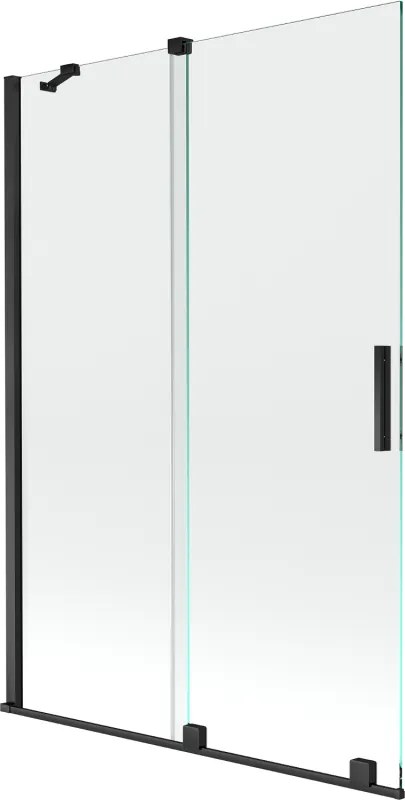 Mexen Velar paratia per vasca da bagno 2 ante scorrevoli 120 x 150 cm, trasparente, nero - 896-120-000-01-70