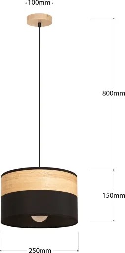 Lampada a sospensione su cavo ALBA 1xE27/15W/230V diam. 25 cm nero/marrone