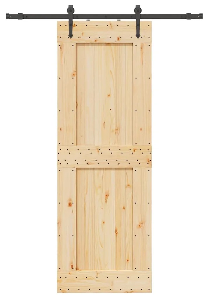 Porta Scorrevole Con Set Hardware 80x210 Cm Legno Massello Pino /