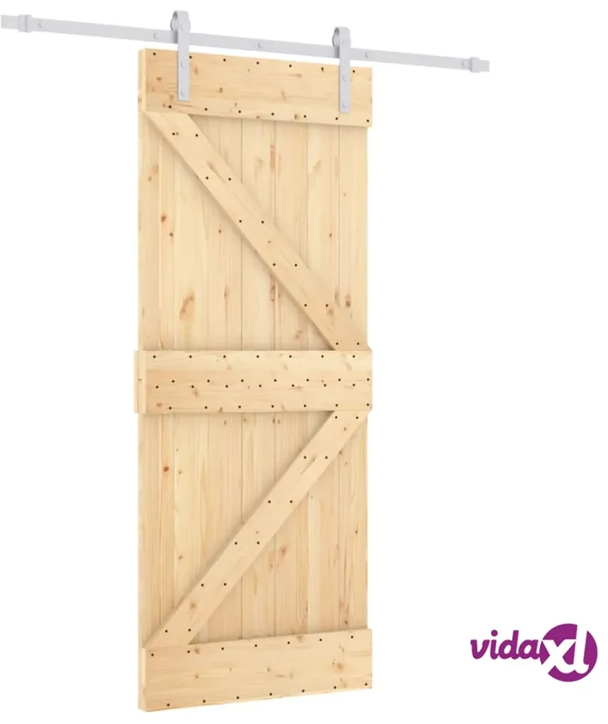 vidaXL Porta Scorrevole con Set Hardware 85x210 cm Legno Massello Pino