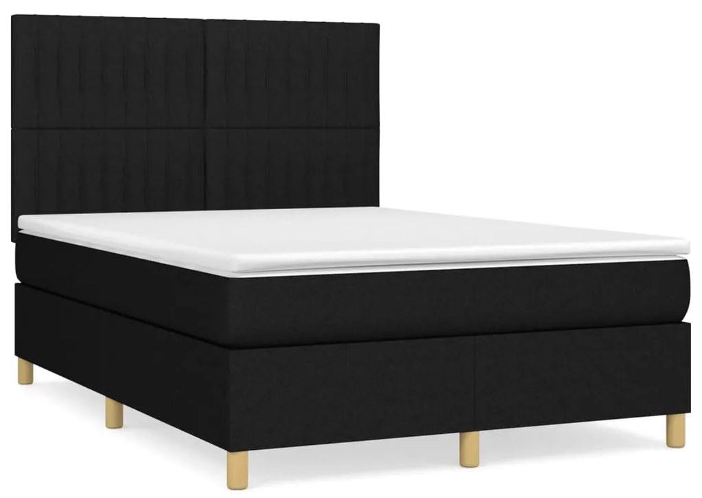 Giroletto a molle con materasso nero 140x200 cm in tessuto
