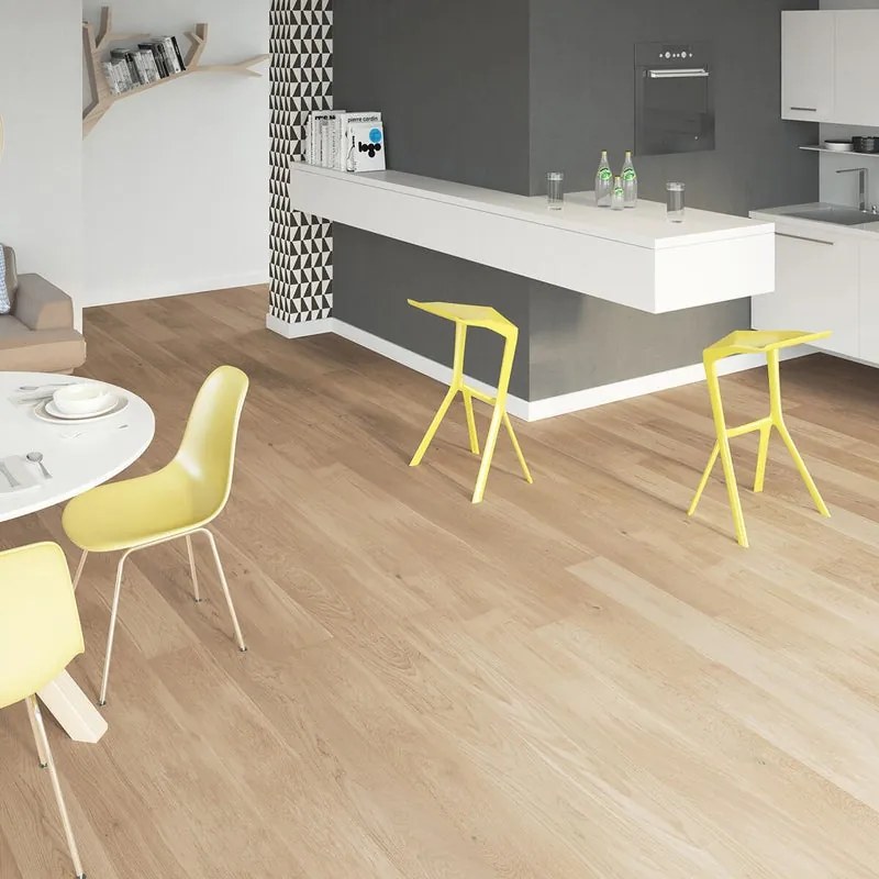 Parquet prefinito in rovere spazzolato sp. 14 mm Pure da 2.77 m²