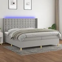 Letto a Molle Materasso e LED Grigio Chiaro 200x200 cm Tessuto 3139221