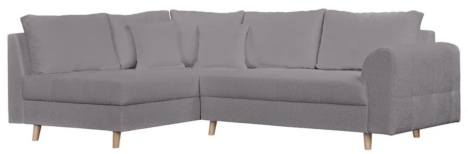 Divano angolare grigio scuro in tessuto bouclé (angolo sinistro) Ariella - Ropez