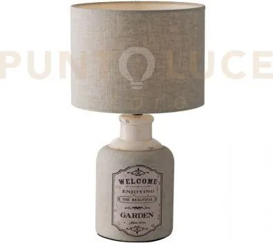 Lumetto factory in ceramica e paralume in tessuto grigio 1 luce att...