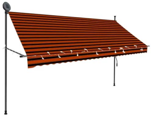 Tenda da Sole Retrattile Manuale LED 300 cm Arancione e Marrone