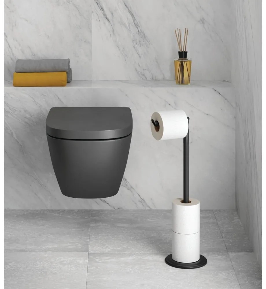 Porta carta igienica nero opaco in acciaio Lava – Metaltex