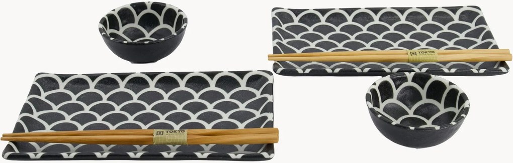 Set di stoviglie da sushi in porcellana Mermaid, 2 persone, set da 6