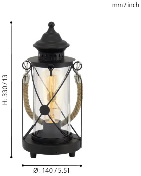 Eglo 49283 - Lampada da tavolo BRADFORD 1xE27/60W/230V