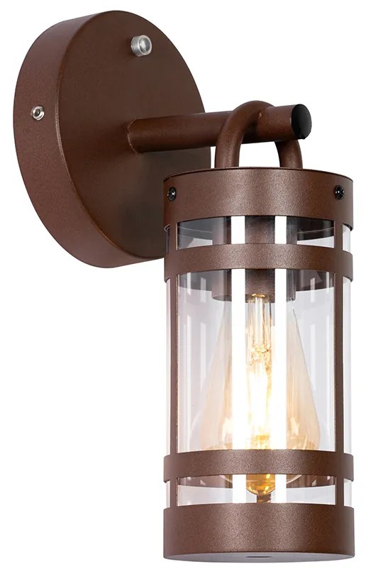 Lampada da parete per esterni marrone ruggine IP44 con sensore crepuscolare - Ruben