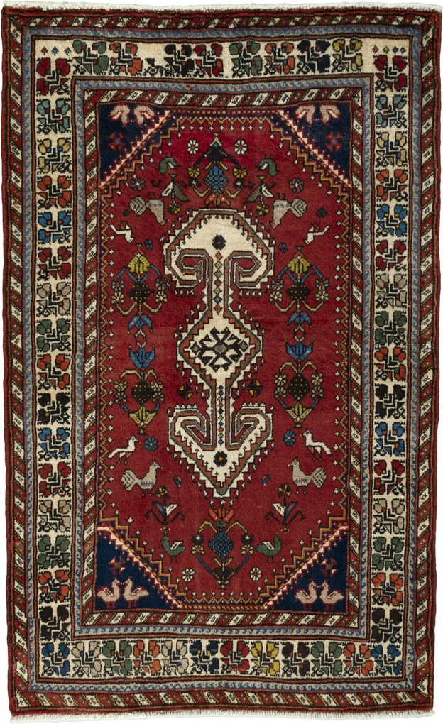 Shiraz Tappeto persiano 80 x 130 Rosso (Iran) Annodato A Mano