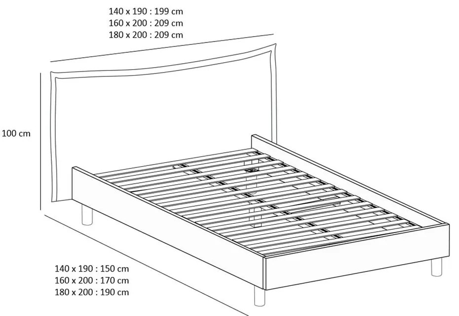 Letto matrimoniale beige/naturale con griglia 180x200 cm Charlie - Bobochic Paris