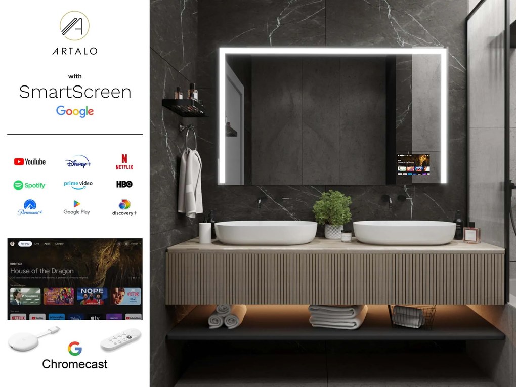 Specchio LED in cornice per bagno M2