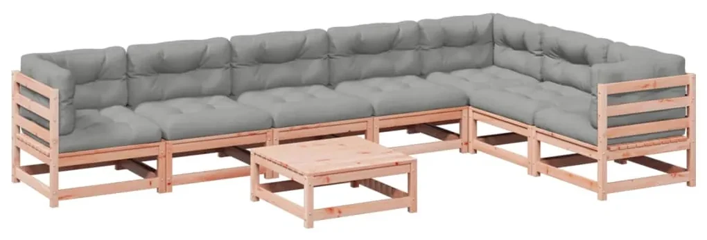 Set divani da giardino 8 pz con cuscini massello abete douglas