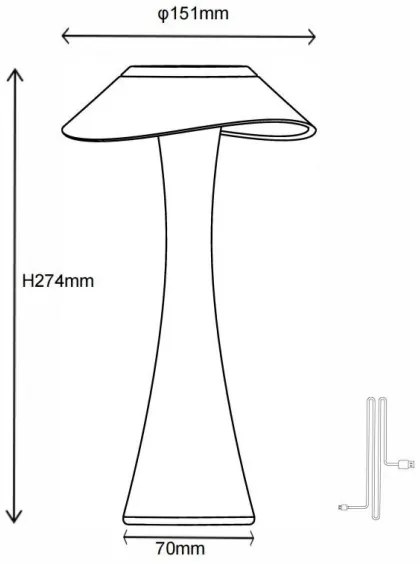 Globo 21025A-LED Lampada da tavolo ricaricabile dimmerabile AMBRA LED/2,5W/3,7V 2700K/4500K/6500K oro