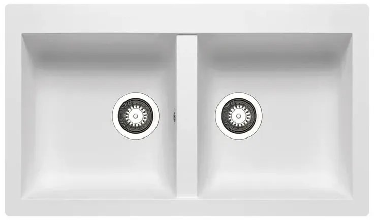 Lavello integrato 2 vasche DELINIA Scirocco resina L 50 x L 86 cm bianco