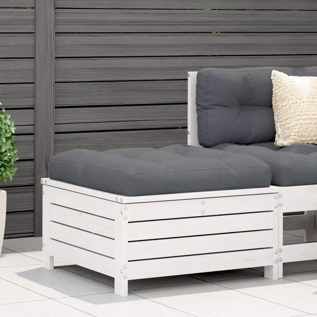 Poggiapiedi Giardino Bianco 62x63,5x32 Cm Legno Massello Pino /