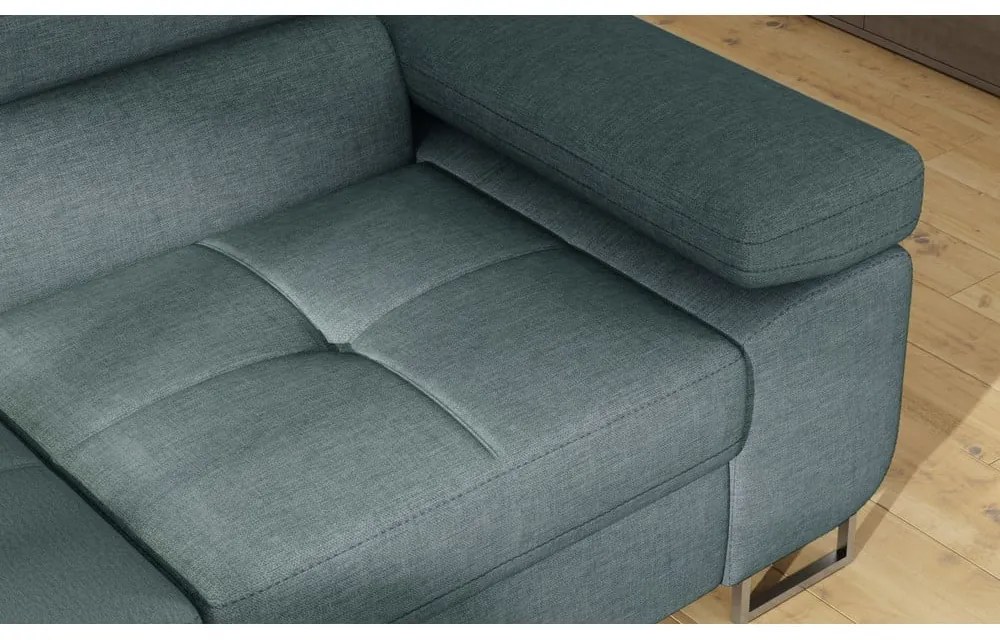 Divano angolare blu allungabile/con contenitore (con penisola a sinistra/a L) Anton – ELTAP