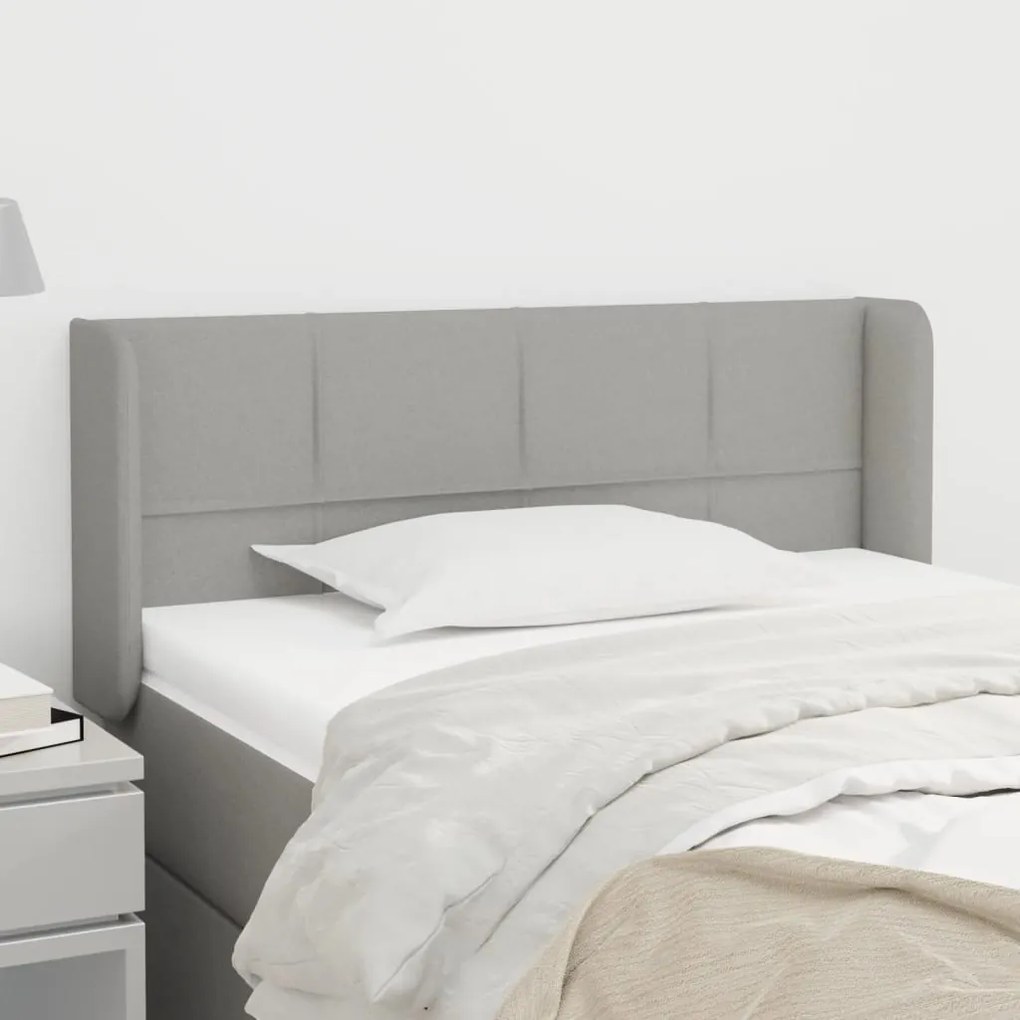 Testiera Ad Orecchio Grigio Chiaro 103x16x78/88 Cm İn Tessuto /