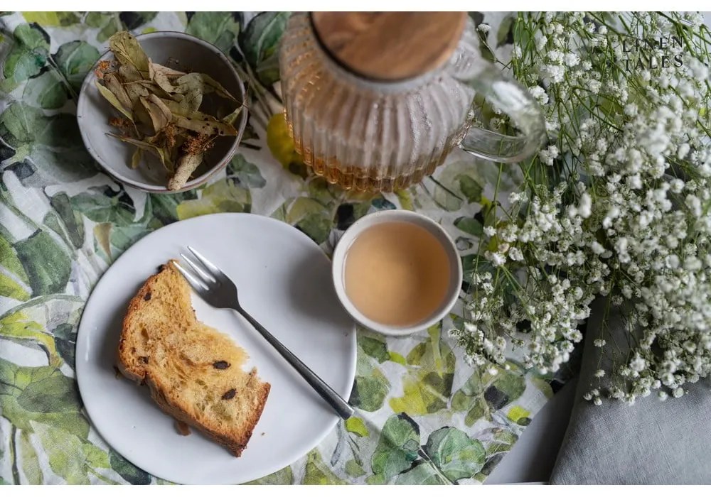 Sottobicchieri in panno verde in set da 4 Lotus - Linen Tales