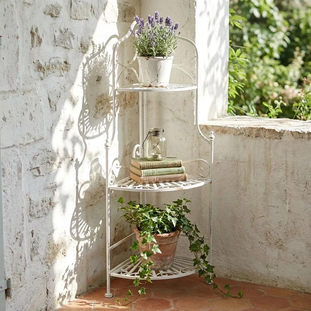 ELOÏSE - scaffale 3 piani angolare stile provenzale in ferro verniciato