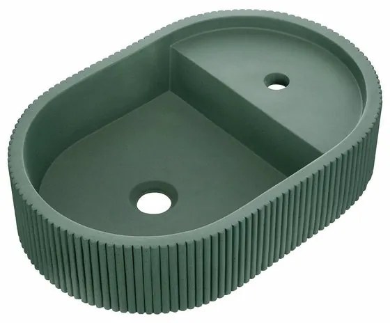 Lavabo da appoggio ALBA HOMESIGHT ovale piletta non inclusa in calcestruzzo L 55 x H 12 x P 36.5 cm verde piletta non inclusa