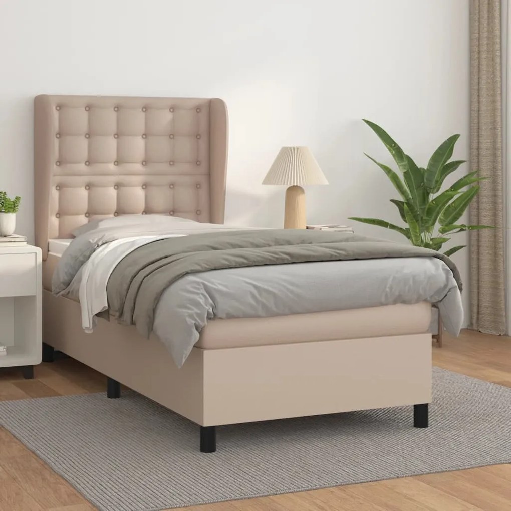 Giroletto A Molle Con Materasso Cappuccino 90x190 Cm Similpelle /