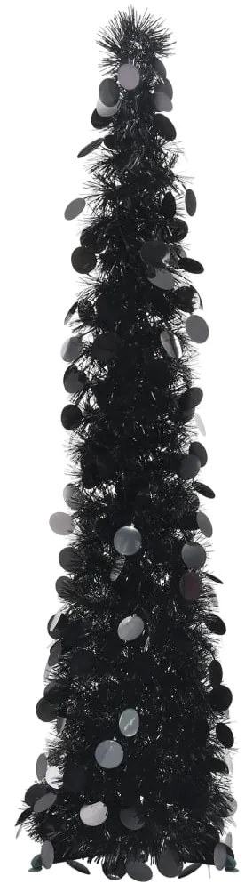 Albero di Natale Artificiale Apribile in PET, Nero / 120 cm