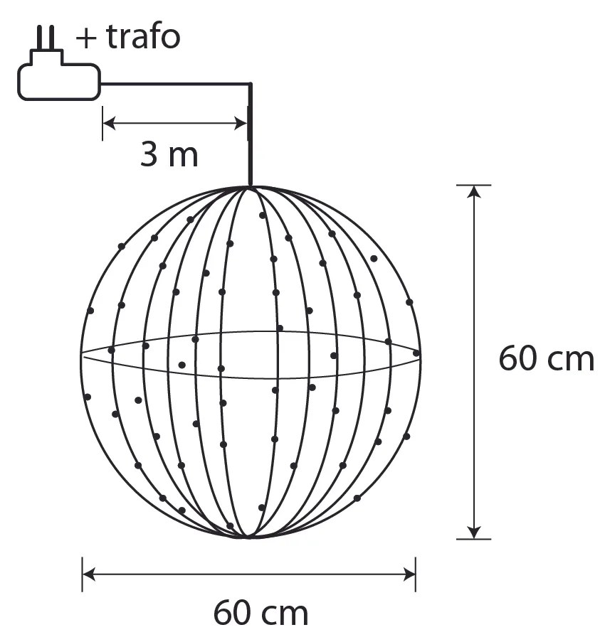 Lampada a sospensione natalizia a forma di palla bianca 60 cm con LED e timer IP44 - Nobi