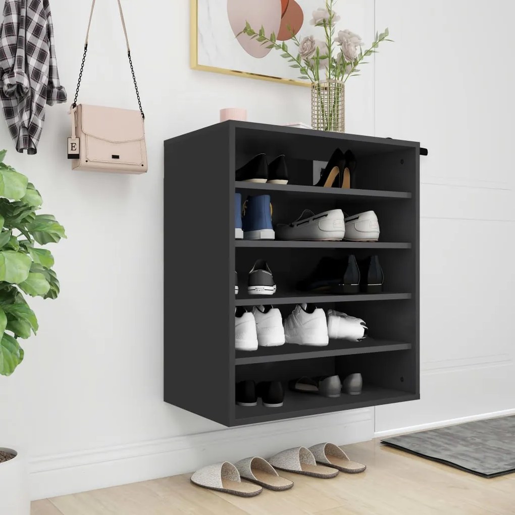 Scarpiera Nera 60x35x70 Cm İn Truciolato /