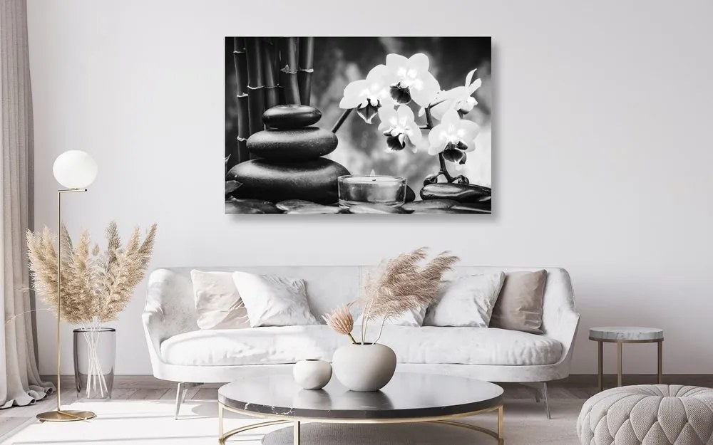 Quadro su tela – Natura morta spa in bianco e nero