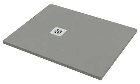 Piatto doccia in carbonato di calcio Horus grigio chiaro L 80 x L 100 x H 2.7 cm opaco effetto pietra