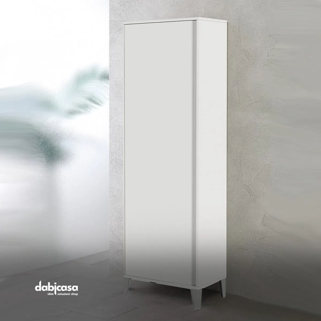 Colonna Armadio/Portascopa "Mondo 2.0" Da 183 cm Composto Da Un'Anta Finitura Bianco Opaco/Laccato