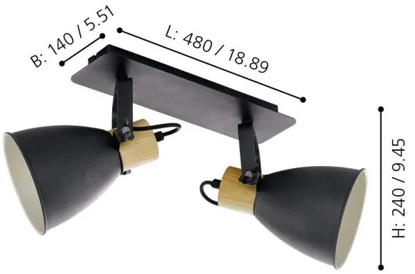 Eglo 901175 -Faretto COSWARTH 2xE27/40W/230V