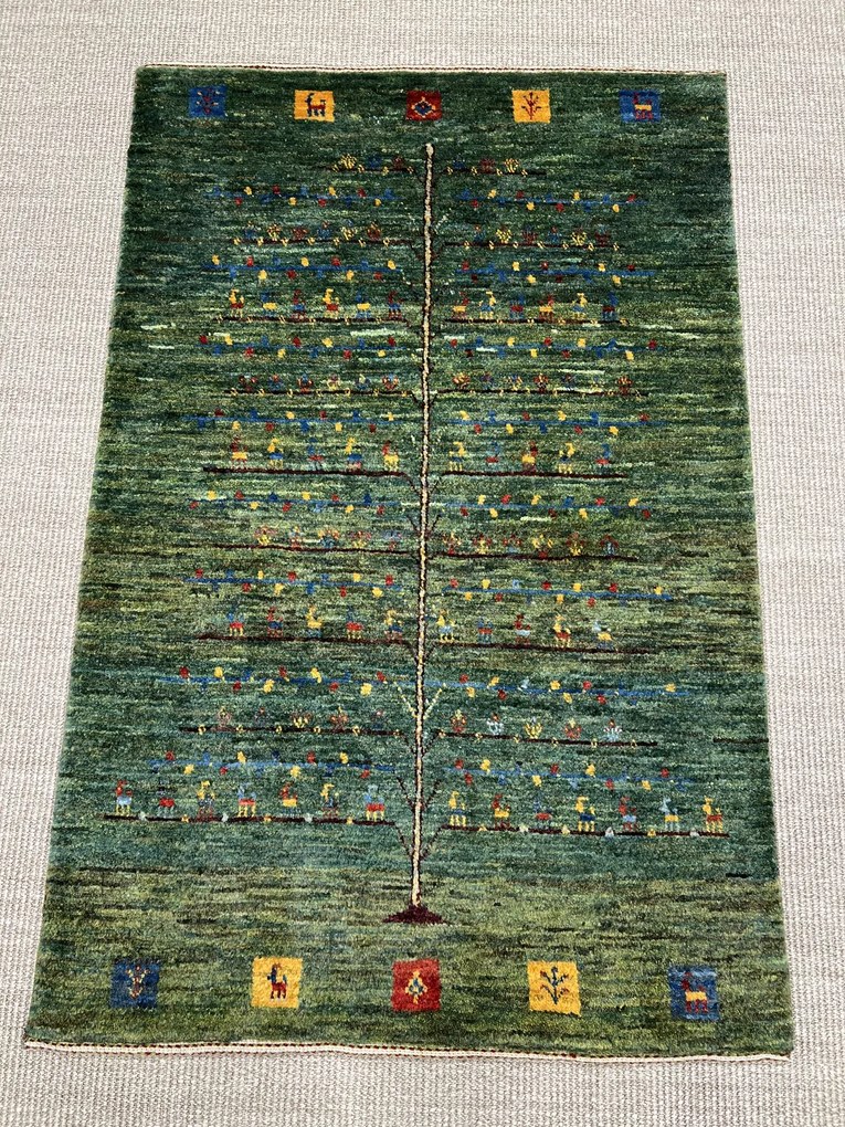 Loribaft Tappeto 80x130 Verde (Iran) Annodato A Mano