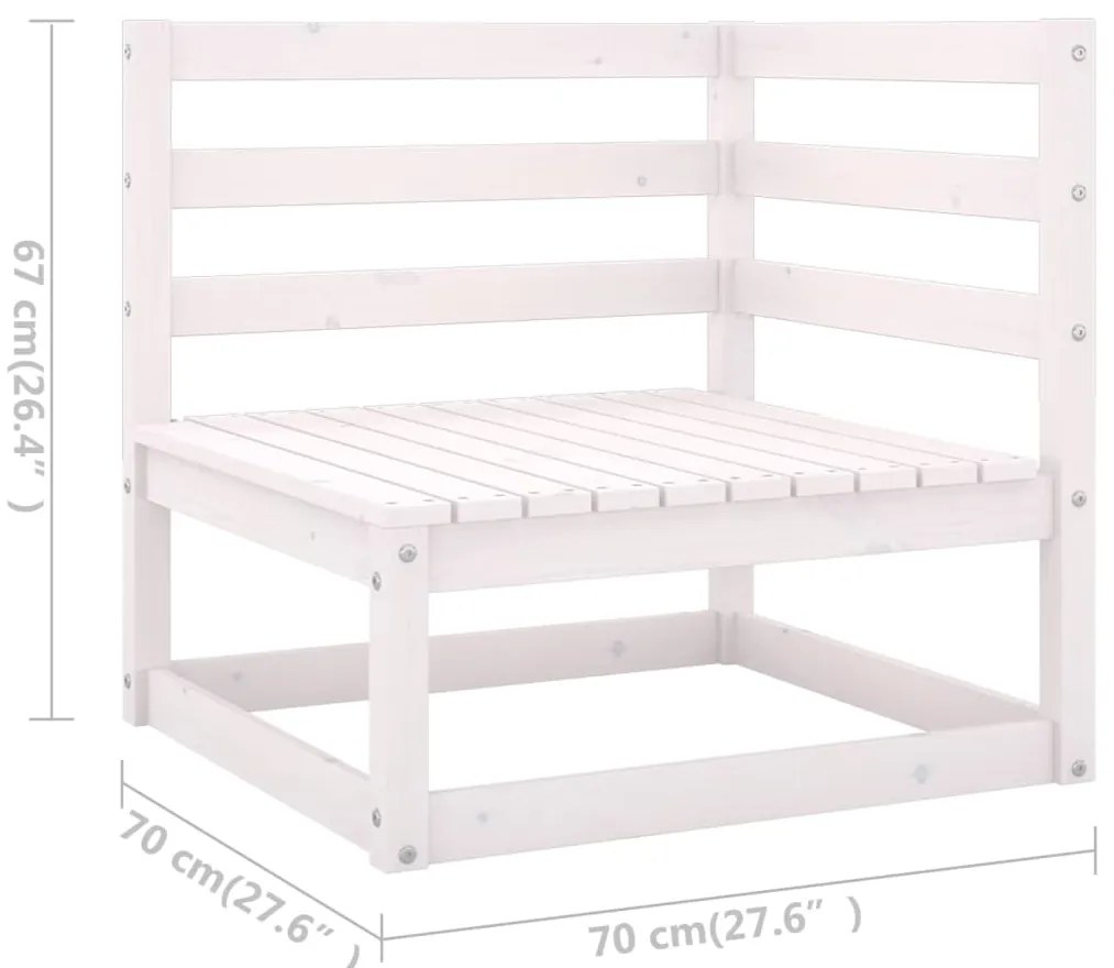 Set Divani da Giardino 9 pz Bianco in Legno Massello di Pino