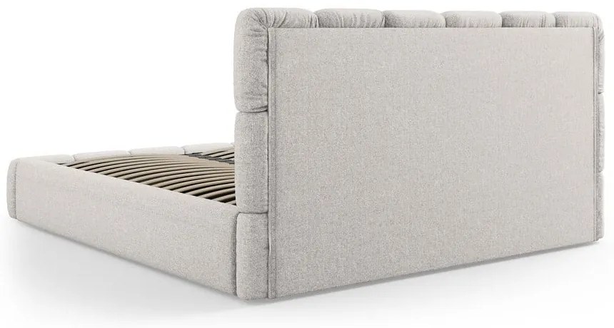 Letto matrimoniale imbottito grigio chiaro con contenitore con griglia 140x200 cm Bellis - Micadoni Home