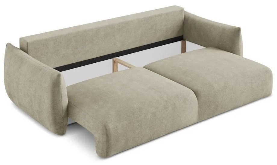 Divano beige allungabile con rivestimento in ciniglia 230 cm Leila – Makamii
