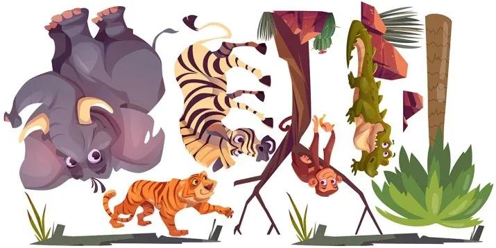 Adesivo murale per bambini animali Madagascar 150 x 300 cm