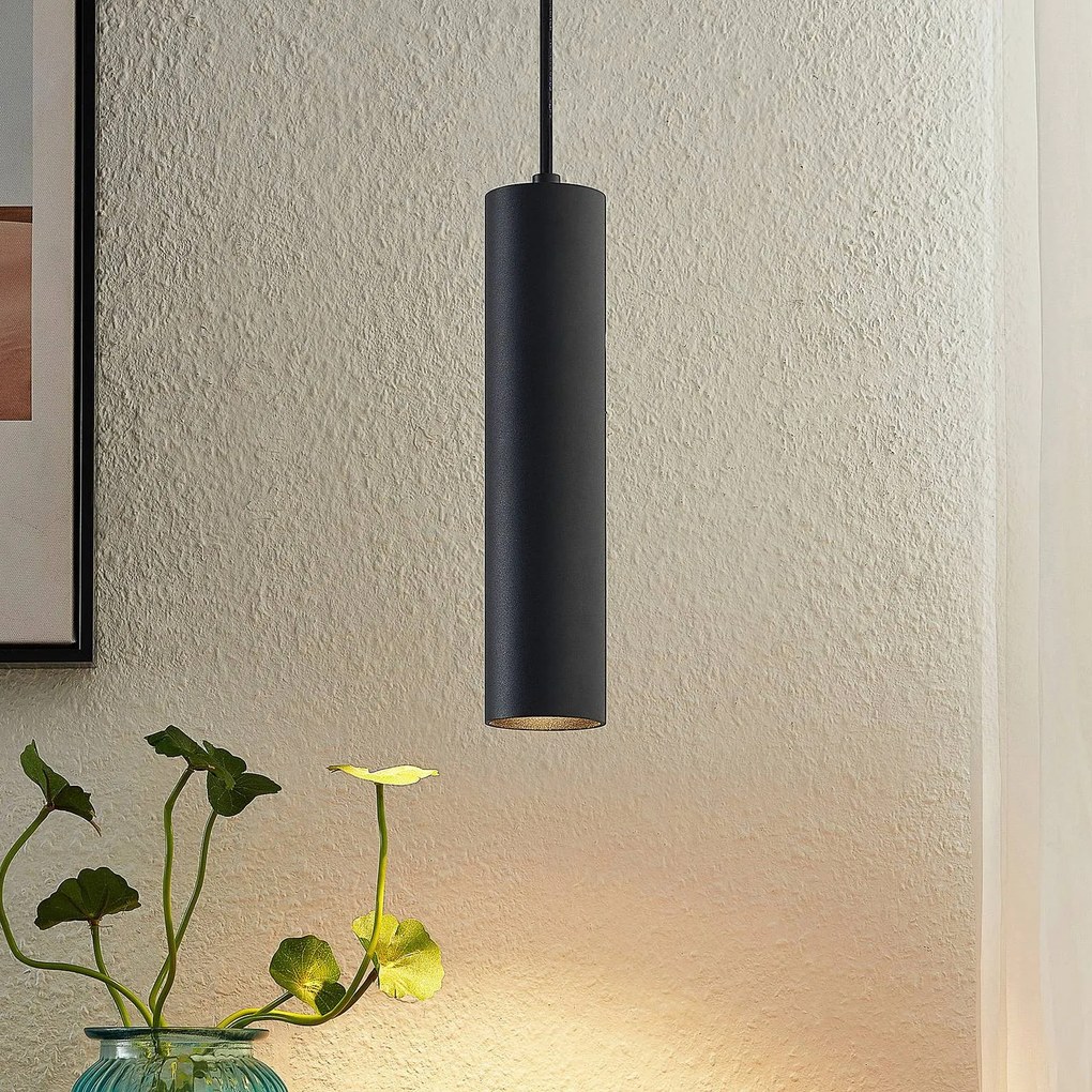 Lampada a sospensione Prios Neliyah, Ø 6 cm, nero, metallo, GU10