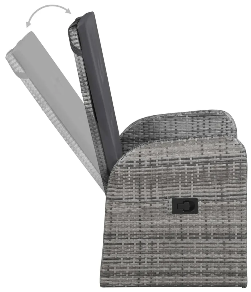 Set mobili da pranzo per giardino 3 pz grigio