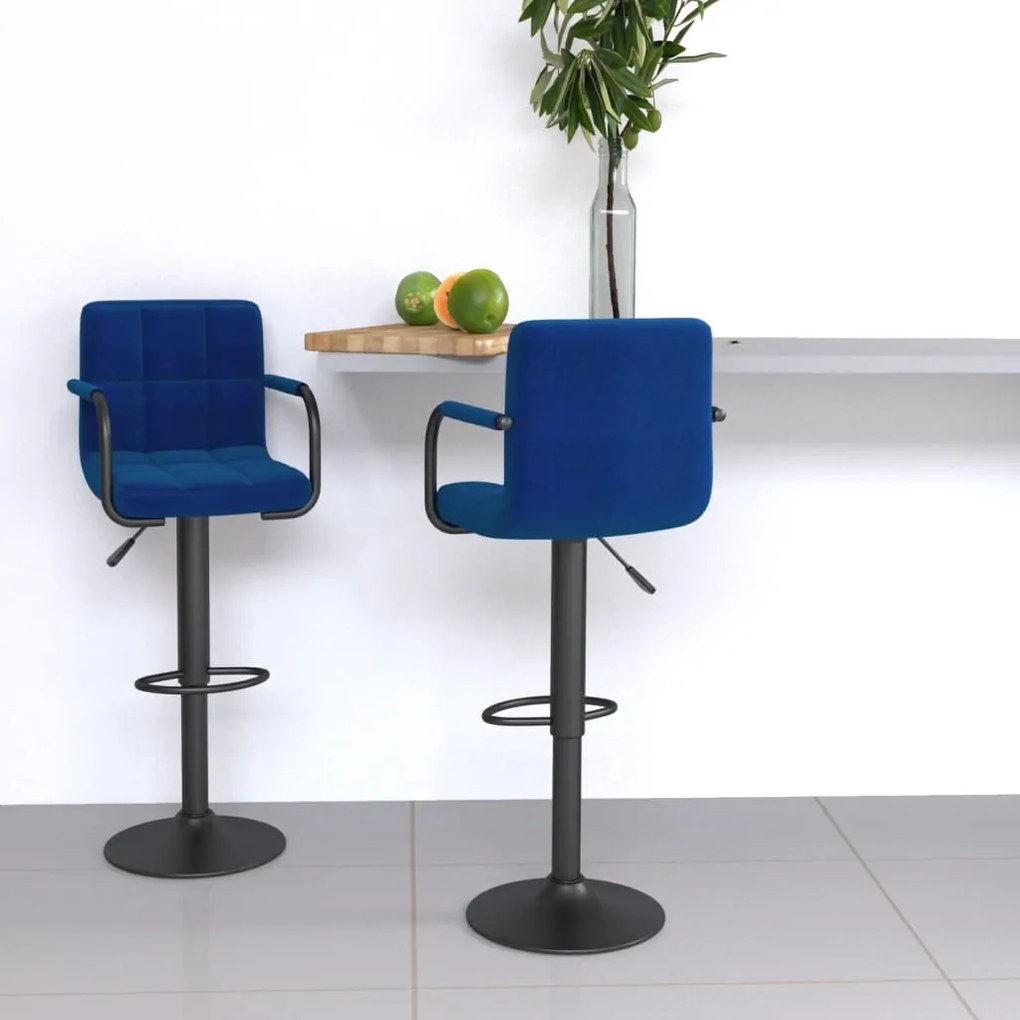 Sgabelli Da Bar 2 Pz Blu İn Tessuto /