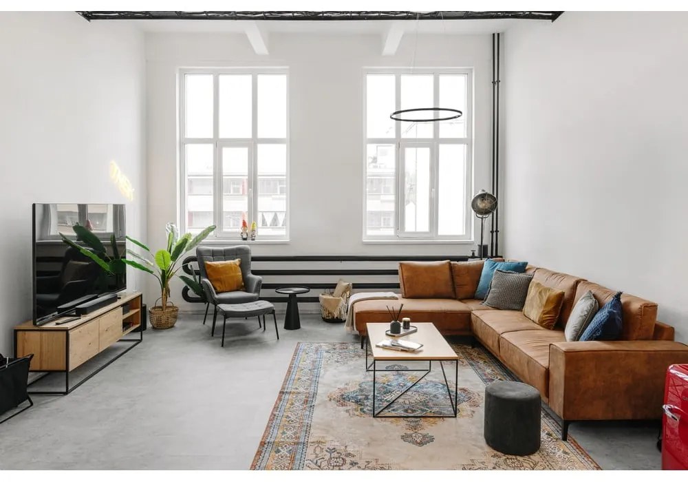 Divano angolare in similpelle marrone cognac (angolo destro) Copenhagen - Scandic