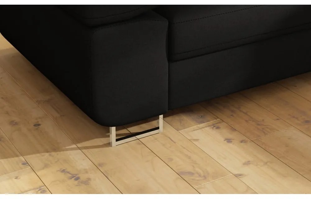 Divano angolare nero allungabile/con contenitore (con penisola a destra/a L) Anton – ELTAP