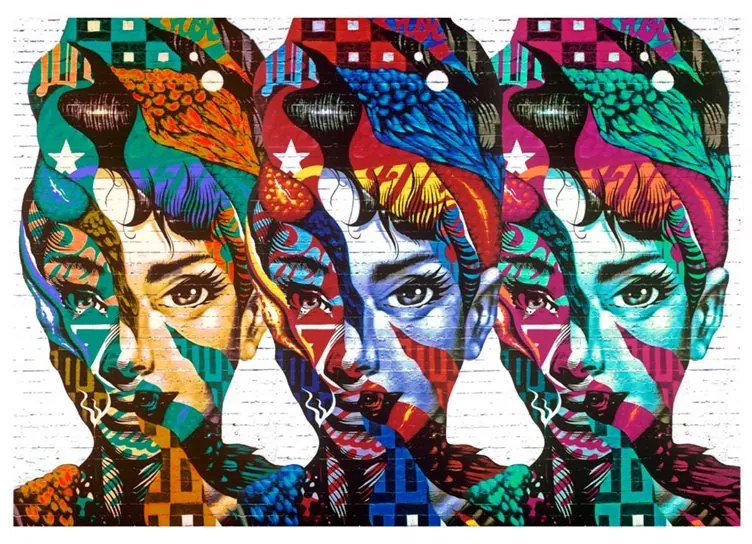 Fotomurale  Colorful Faces  Colore Verde, Dimensioni e Misure 100x70