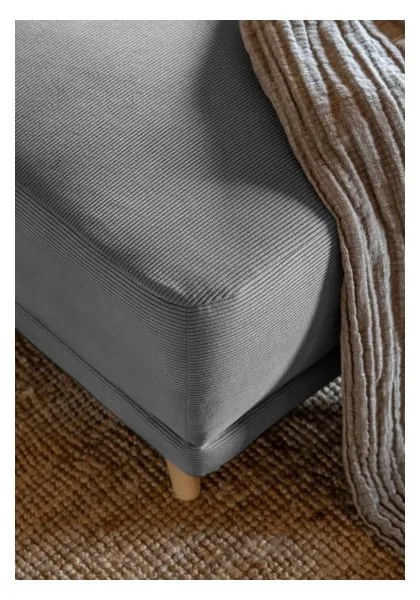 Divano letto angolare in velluto a coste grigio (variabile) Lazy Lukka - Miuform