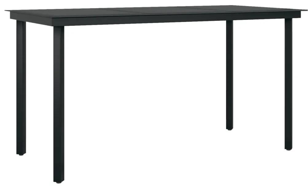 Tavolo da giardino nero 140x70x74 cm in acciaio e vetro