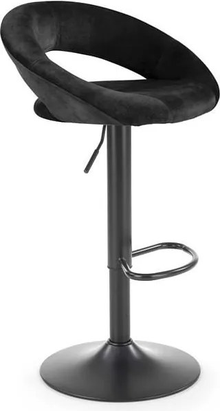 Sgabello da bar H-102 in velluto nero