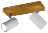 Faretti Barra 2 Spots Cilindri Bianchi e Legno Naturale Marley Barra GD Trio